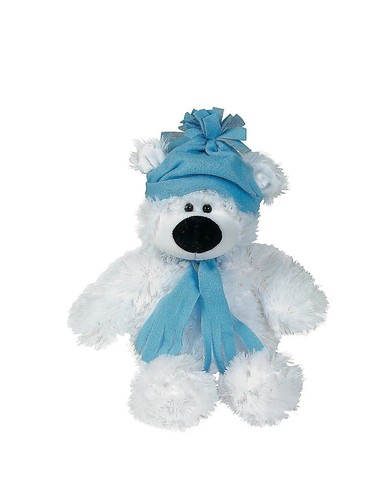 Large 11" Holiday Stuffed Polar Bear - Plush Toys - 1 Piece Sealed - Picture 1 of 2