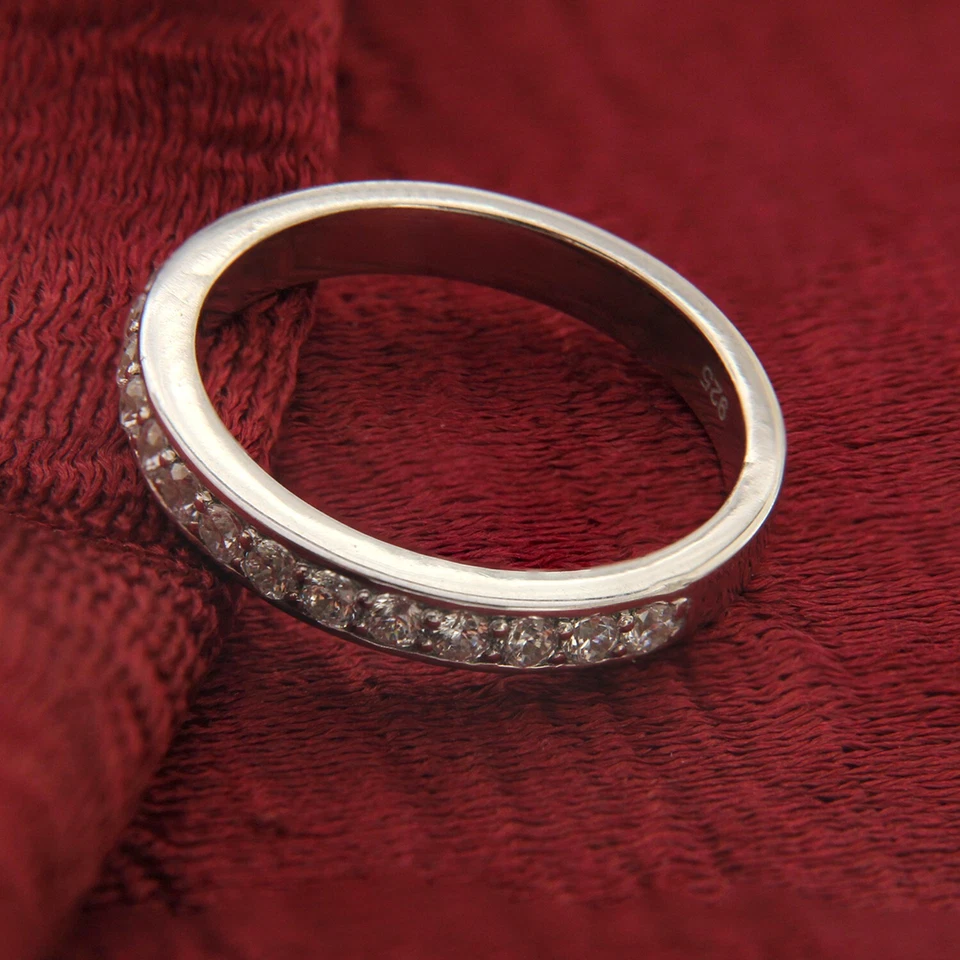 1 Ct Round Cut Cubic Zirconia Women's Eternity Band Ring 14K White Gold Plated - Image 4 of 4