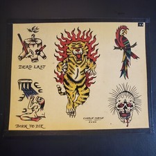 Original Tattoo Flash Sheets 11x14 Handpainted Shop Used