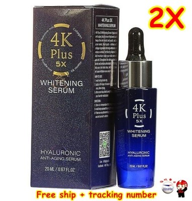 2X 4K Plus 5X Face Serum Hyaluronic White Skin Reduce Dark Spots Anti-Aging 20ml