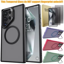 For Samsung S24 Ultra S24+ S24 FE Stand Lens Case Cover / Privacy Tempered Glass