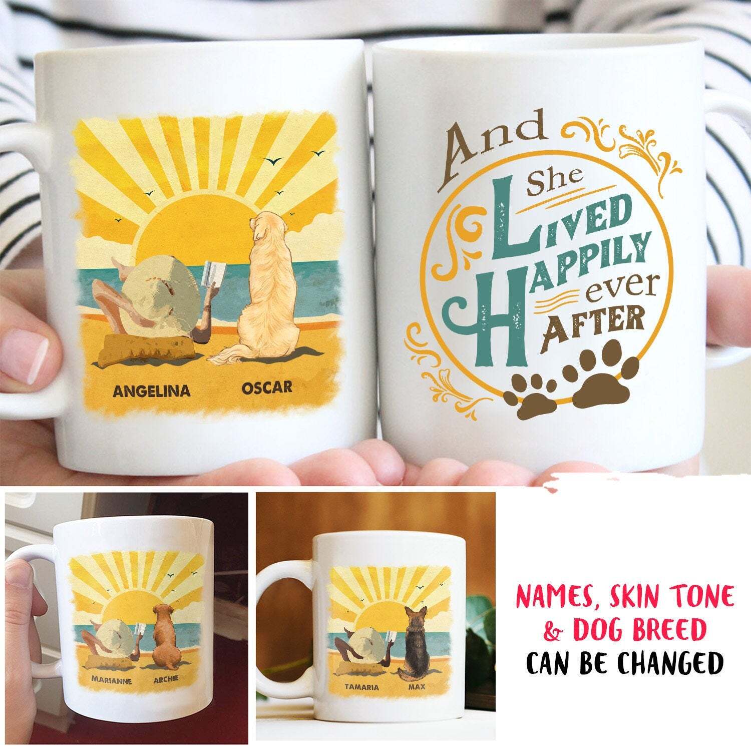 Beach Book & Dog Personalized Mug Mug Cup Birthday Gift Personalized Coffee