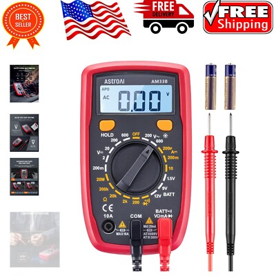 Versatile Digital Multimeter with Safety Features for Home & Automotive Testing