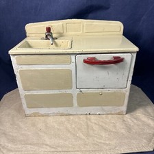 Vintage Toy Tin Kitchen Sink and Oven Combo - Pumping Action Sink