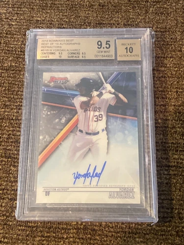 Yordan Alvarez 2018 bowman best refractor auto autograph bgs 9.5 true gem +