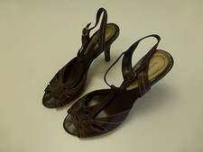 Nine West Shoes Womens 8M Brown 3.5" Heel Open Toe Shoes Good Condition