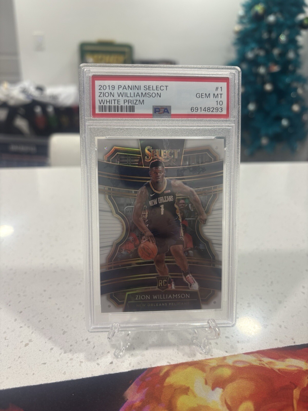 2019 Select #1 Zion Williamson White Prizm 090/149  Concourse RC Rookie PSA 10