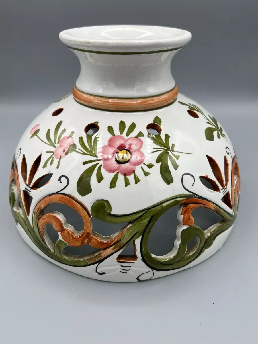 Vintage Polish Pottery Handpainted Floral Lamp Shade 6 1 2