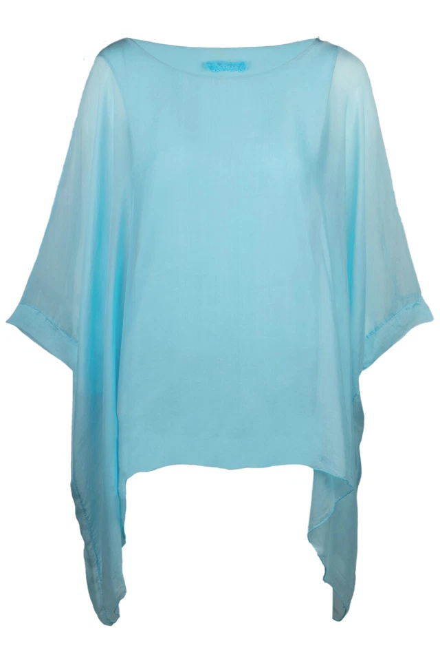 Seidentunika für Damen made in italy Fledermaus-Ärmel Viele Farben 38 40 42 44 - Bild 3 von 4