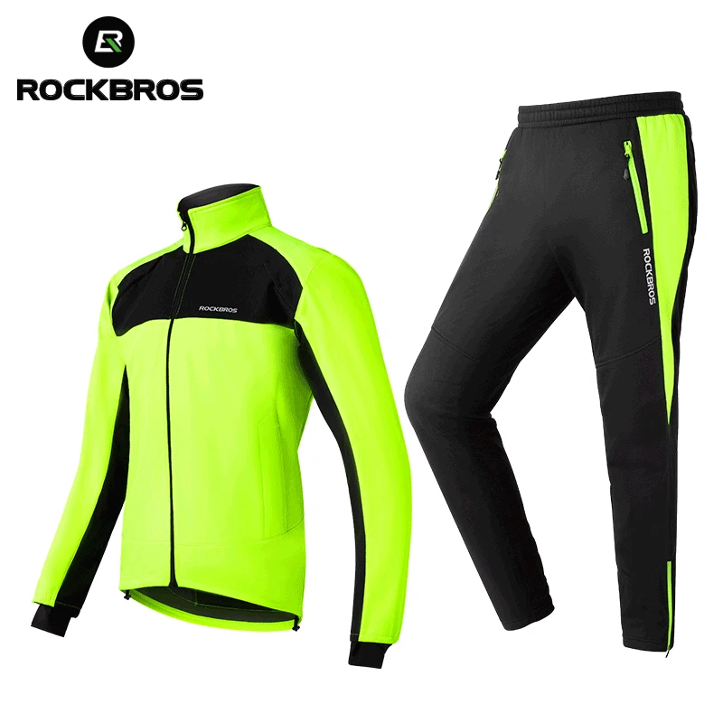 ROCKBROS Conjuntos de Jersey de Ciclismo Invierno Cálido Mangas Largas Pantalones Deportes al Aire Libre Conjuntos