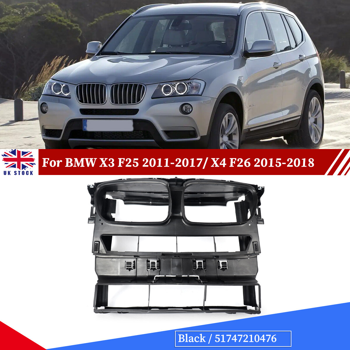 Air Duct Front Slam Panel Intake Frame Mount Support For BMW X3 F25 X4 F26 15-17