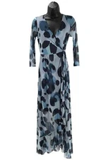 G by Giuliana Animal Print Tulip-Hem Mesh Maxi Dress Indigo Animal