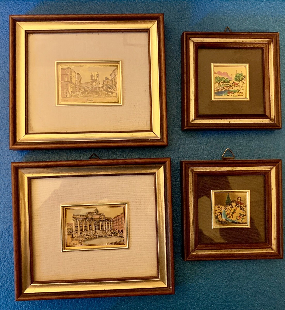Set Di 4 Quadri In Miniatura Per Casa Delle Bambole, Cornici Oro Antico E Dipinti - Scala 1:12 - Foto 3