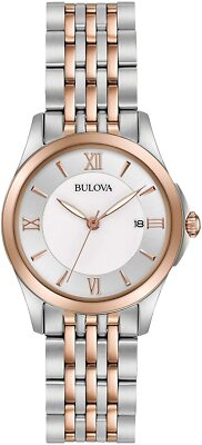 Bulova 98M125 Two Tone White MOP Dial Women's Dress Watch