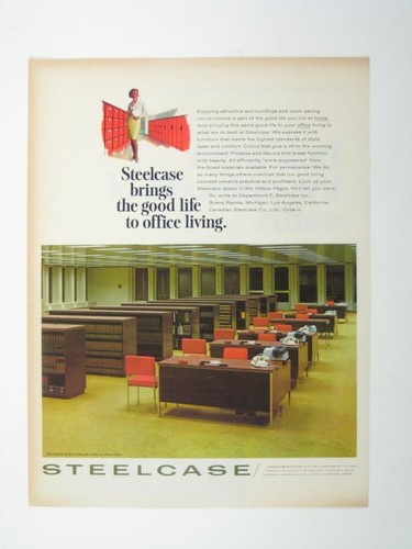 Vintage 1960s Steelcase Office Furniture Print Ad Mid-Century Modern Design Home