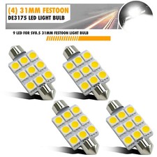 4x 31mm De3175 Led Festoon Bulbs 12v 9smd For Car Interior Dome Map Trunk Light