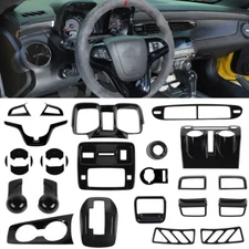22x Black Interior Set Dashboard Decor Cover Trim Kit For Chevy Camaro 2012-2015