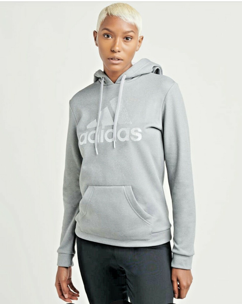 adidas Women Grey Metal Team Issue Game Go Fleece Hoodie With Logo GD0877