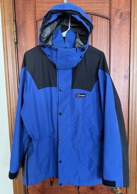 VTG Berghaus Gore-Tex Mountain Shell Jacket Blue/Black Mens Small Style 41150