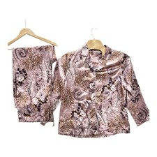 VALERIE STEVENS Women's XL Pink Floral Paisley Silky 2 Piece Pajama Set Lounge