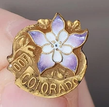 VINTAGE IIOF INDEPENDENT ORDER OF ODD FELLOWS COLORADO LODGE ENAMEL FLOWER PIN