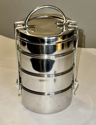 Neelam Stainless Steel Tiffin Box 4 Tier Lunch Carrier Container Stackable