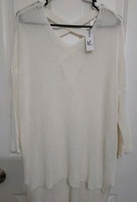 Zenobia Women's Tops 3/4 Sleeve V-Neck Beige Size XL NWT