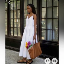 Cuyana organic cotton poplin midi dress size medium, nwt