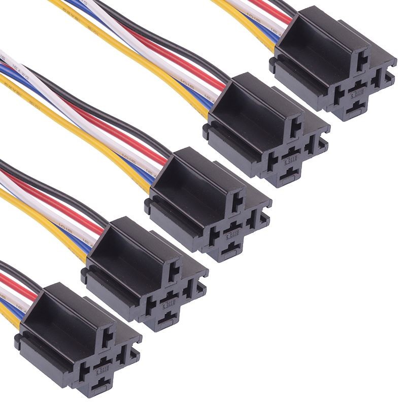 5 x Prewired 4 / 5 Pin Automotive Relay Socket Holder 40A 12V