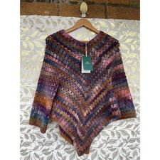 Millesime Vintage Multi-Color V-Neck Crochet ...