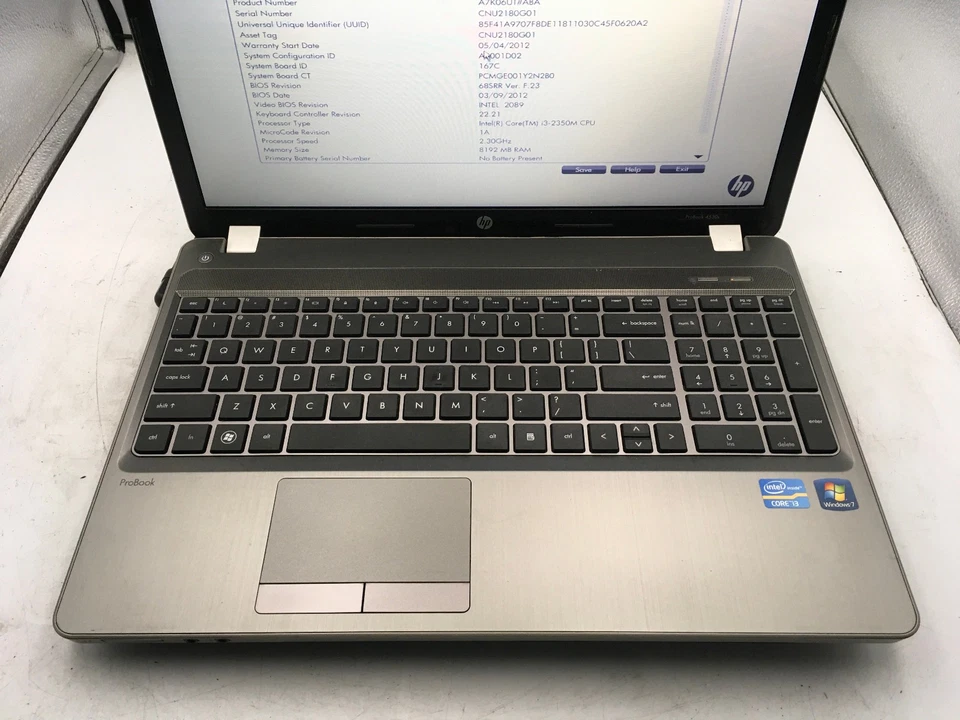 HP PROBOOK 4530S - BOOTS TO BIOS - INTEL I3 2350M - 8GB RAM -READ DESCRIPTION-BB - Image 3 of 4