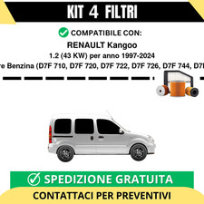 Kit 4 Filtri Tagliando per RENAULT Kangoo 1.2 43 kw Benzina 1997-2024