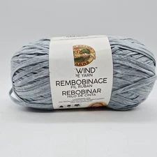 Lion Brand Rewind Tape Yarn - Marbles Light Blue