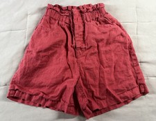 United Colors of Benetton pantaloncino donna bottone mosca puro lino rosso taglia 2