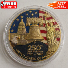 Gold Tone USA 250th Anniversary Commemorative Double-Sided Gift Coin 1776-2026