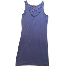 Hot Kiss Mini Dress Womens Large Purple Sleeveless Crisscross Bodycon Stretch