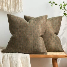 Pack of 2 Decorative Burlap Linen Throw Pillow Covers Modern Farmhouse Pillow...