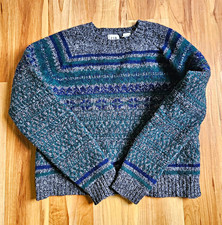 Vintage 90s Old Gap 100 Wool Fair Isle Cropped Sweater