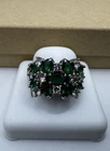 Vintage Style Sterling Silver Green CZ Cluster Cocktail Ring - Size 9.25