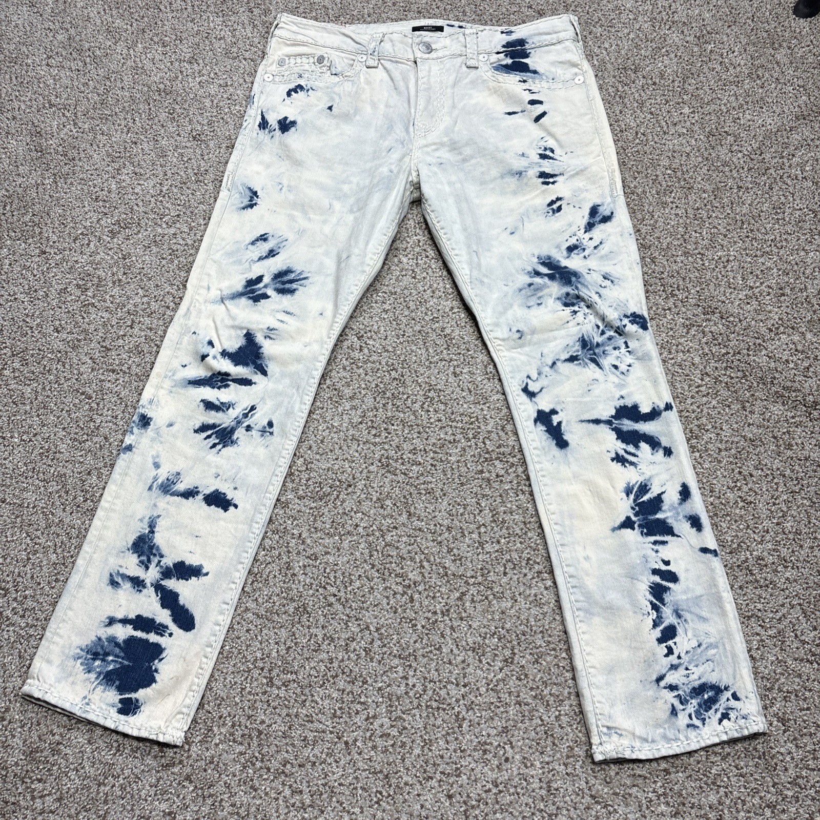 True Religion Jeans Mens 38 Bleach Washed Ricky Relaxed Straight 38 Fits 40x33.5