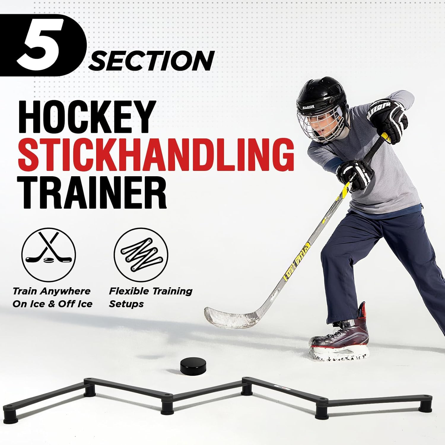 Adjustable Stickhandling Trainer for Hockey: Puck Control & Coordination Aid