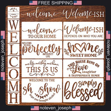 Welcome Sign Stencil Set for DIY Wood Crafts and Home Decor