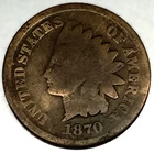 1870 Indian Head Cent Scarce Semi-key Better Date G Good Condition - 1790
