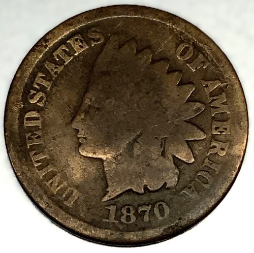 1870 Indian Head Cent Scarce Semi-key Better Date G Good Condition - 1790