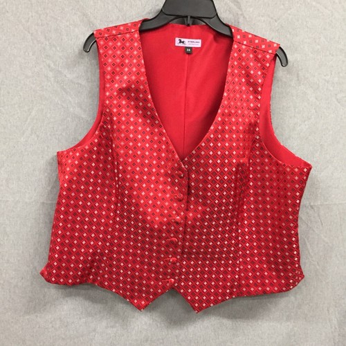 RJ Classics Sterling Collection Red Geometric Equestrian Show Vest Mens 24
