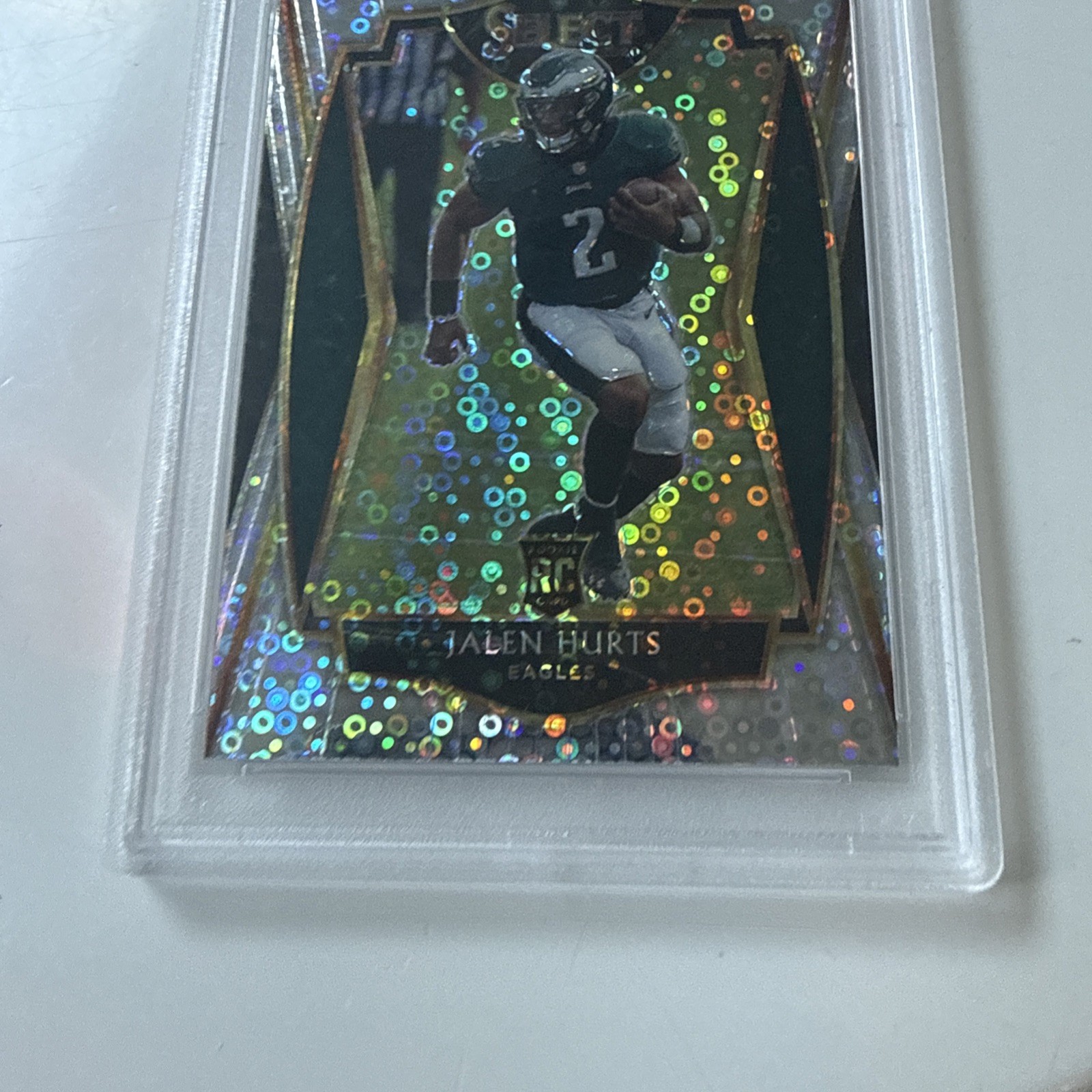 Panini 2020 Select Premier Jalen Hurts RC #150 Disco Prizm PSA 9 view 4