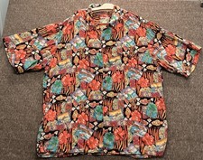 Reyn Spooner Vintage Hawaiian Shirt Hula Girl Post Cards Men's Size L Rayon