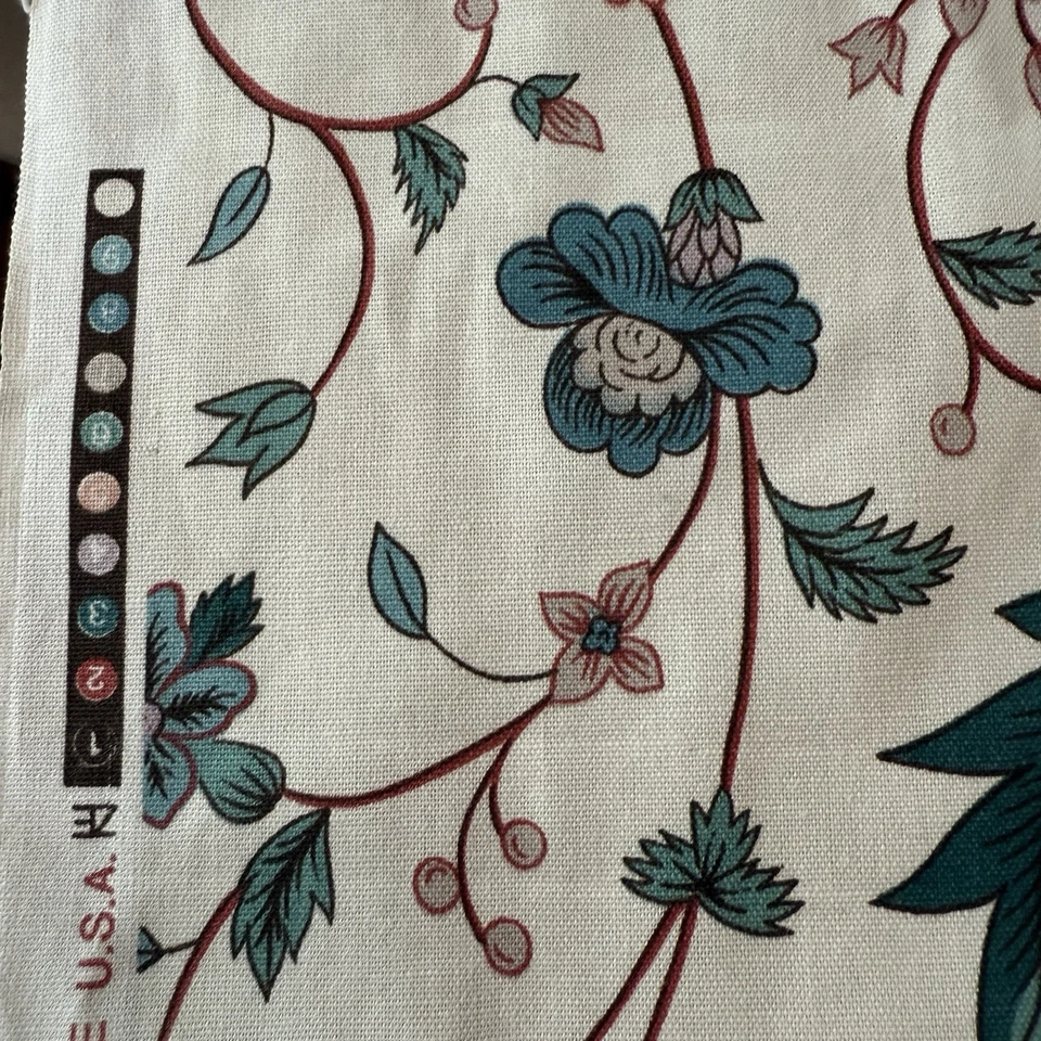 Waverly Jacobean Floral Off-White Cotton Fabric Country Roads “Berkshire” 45x48 - Image 4 of 4