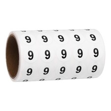 0.6" Small Round Number Stickers Roll, 1000 Pcs Circle Labels, Black Number 9