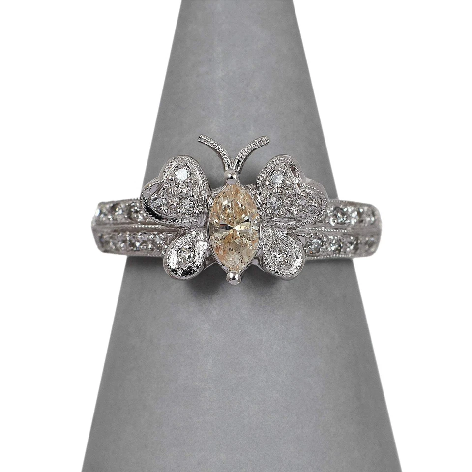 Pre-Owned 14ct White Gold & Diamond Butterfly Ring
